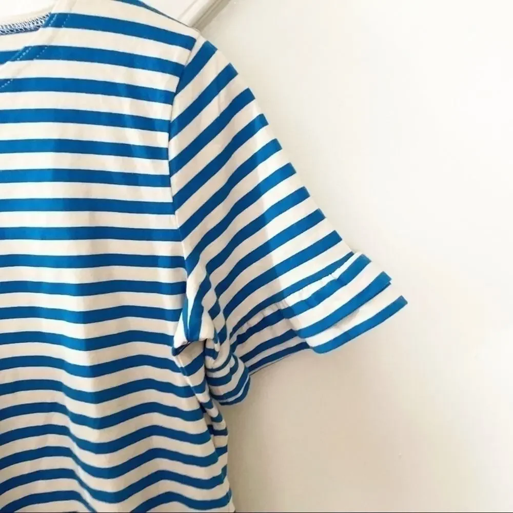 J.Crew Blue White Ruffle Sleeve Stripe blouse XS